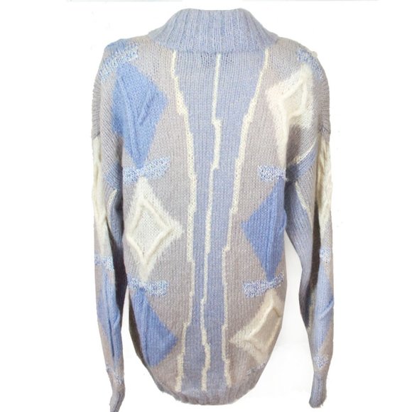 Needleworks Vintage Mohair Blend Geometric Diamond Pattern Hand Knitted Sweater - Picture 7 of 13
